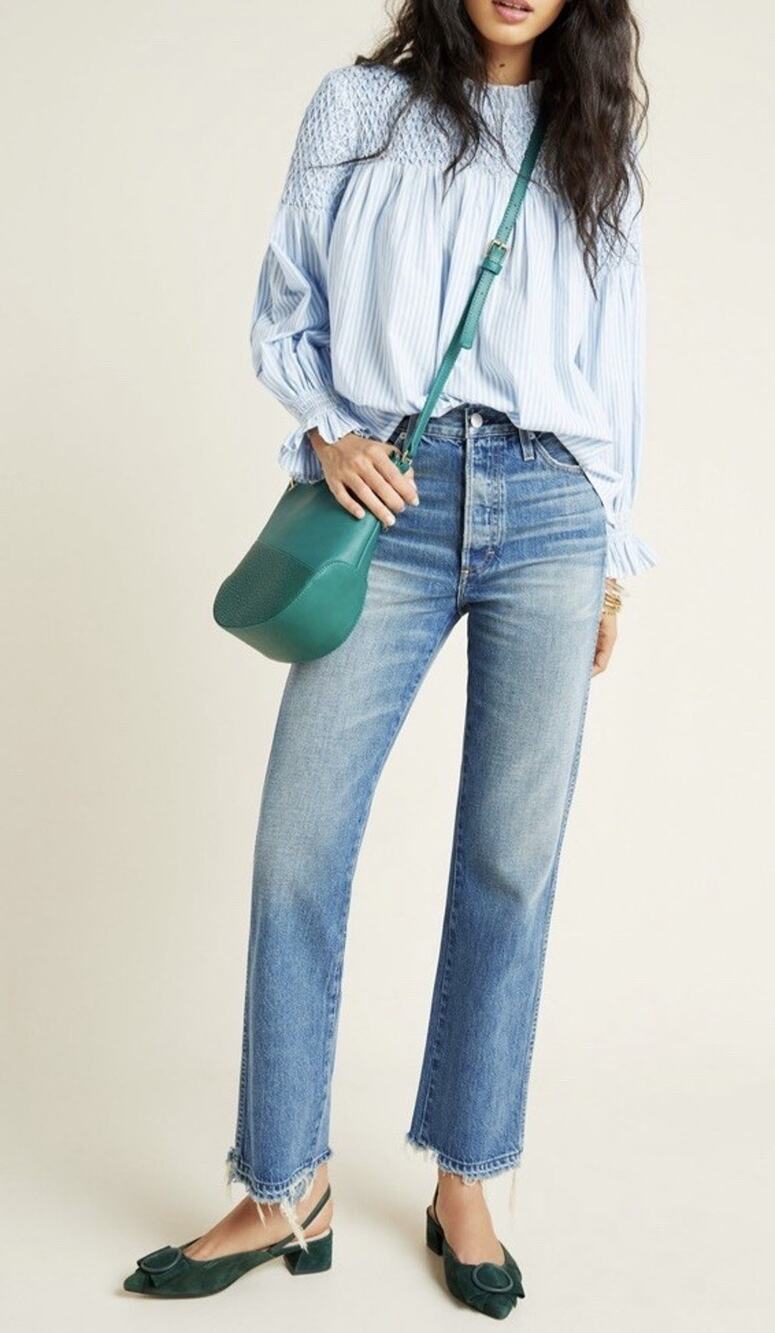 Maeve Modern Peasant Blouse from Anthropologie.Size 2 Puffed sleeves